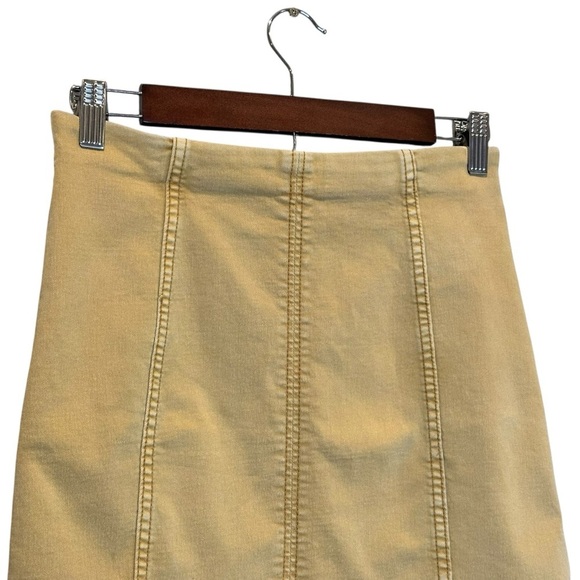 Free People Women’s Modern Femme Khaki Golden Denim Jean Short Mini Skirt Sz 10 - Picture 2 of 6
